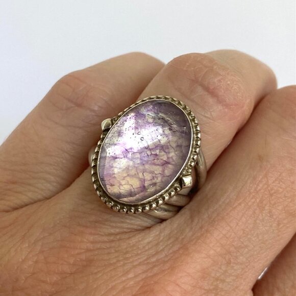 Sterling Silver 925 Jay King DTR Oval Faceted Dyed Quartz Triple Band Ring 6.5 - Picture 16 of 16